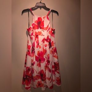 Fit and flair floral halter dress